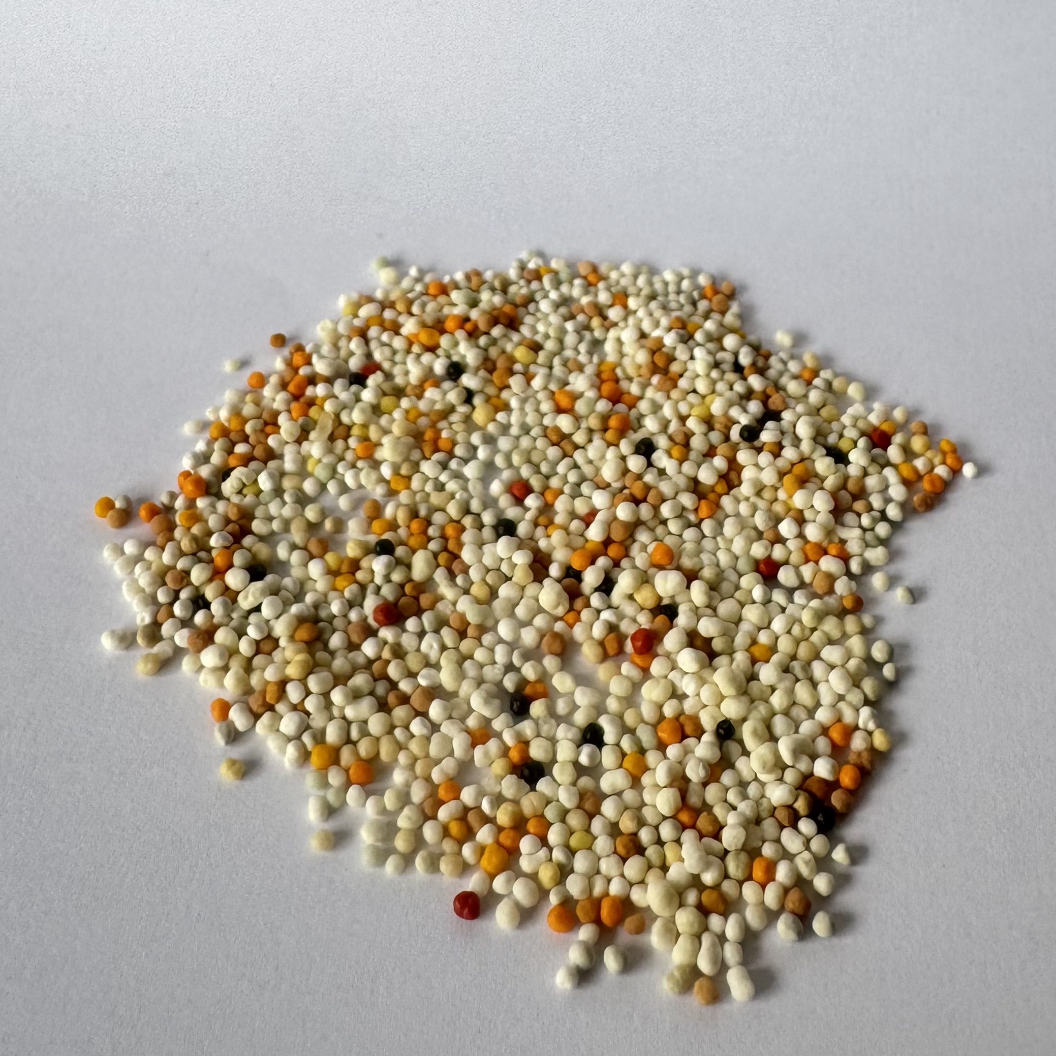 Microtransporter supplement pellets — colour-coded by nutrient