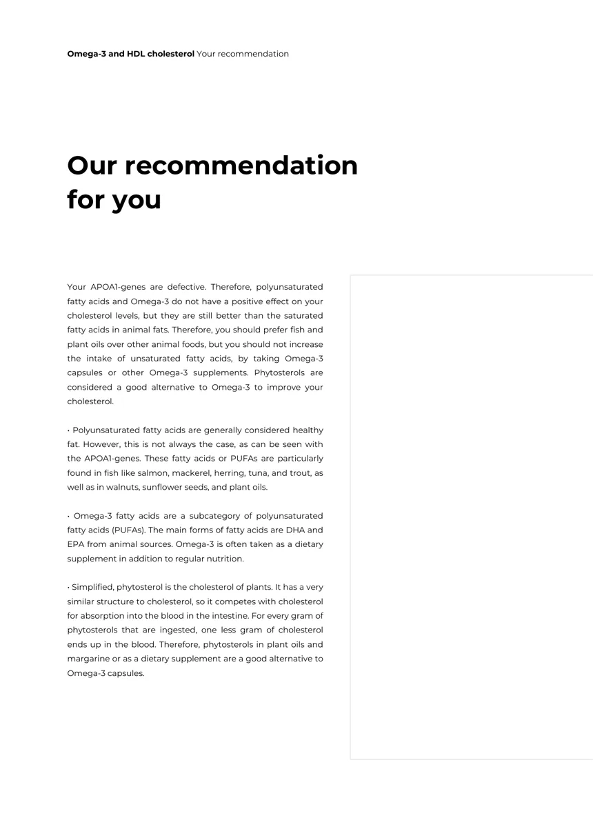 A personalised recommendation based on your genes