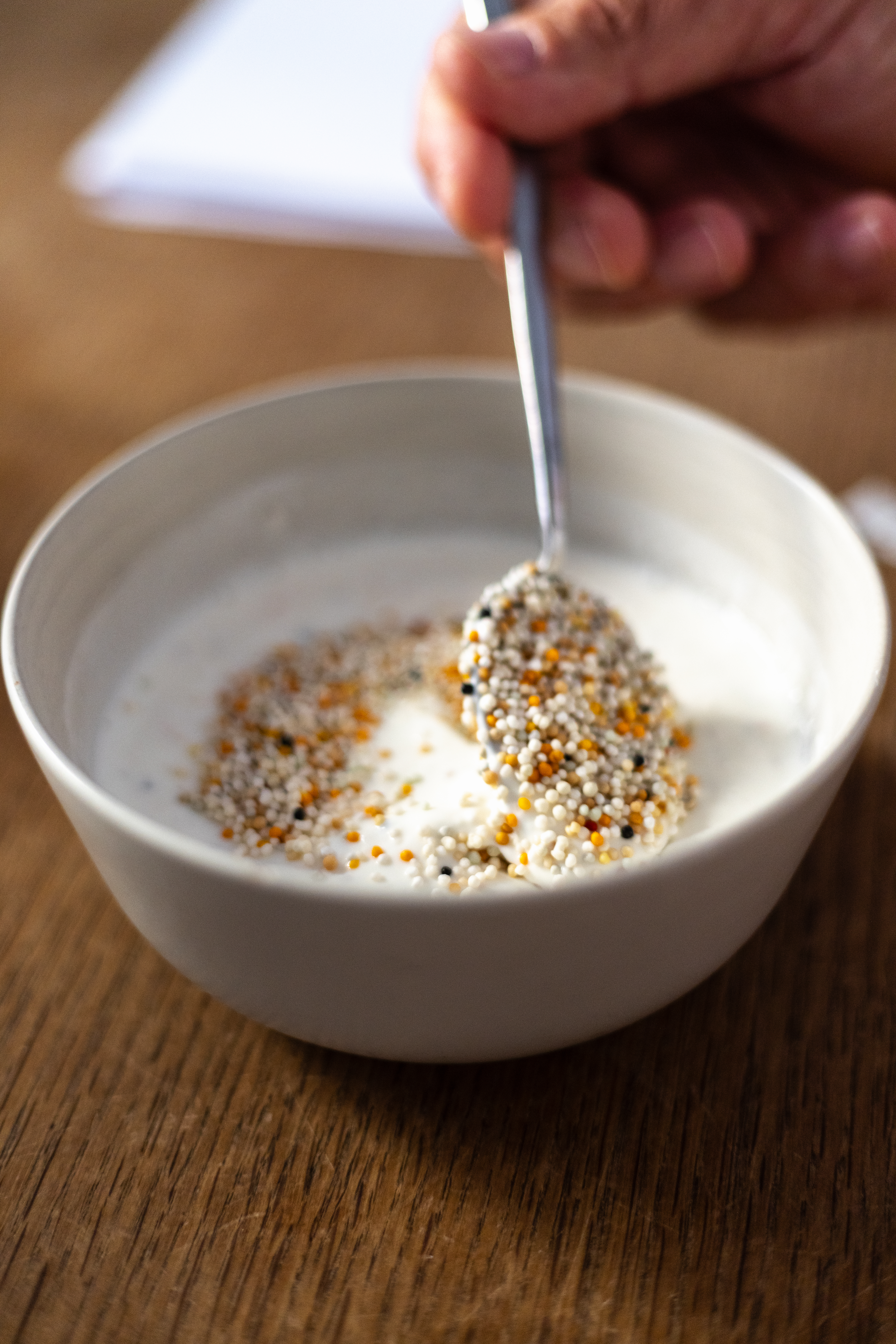 Daily sachet mixed in yoghurt